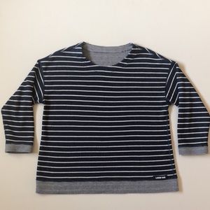 Lower Price! Women’s Lands End reversible 3/4 sleeve blue white striped shirt.